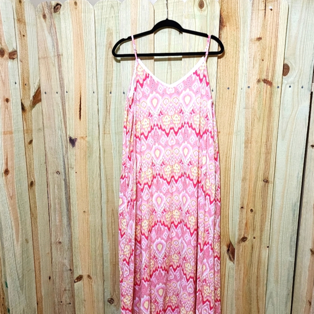 Pink and Yellow Patterned Maxi Dress